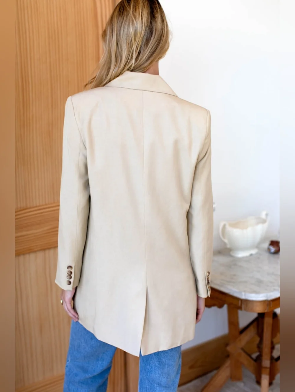 Emerson Fry Double-Breasted Beige Blazer - Picture 3 of 9